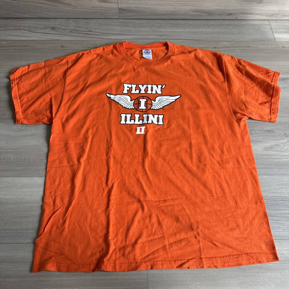 Vintage Flyin' Illini Illinois Basketball Short Sleeve‎ T Shirt Men's XL Delta